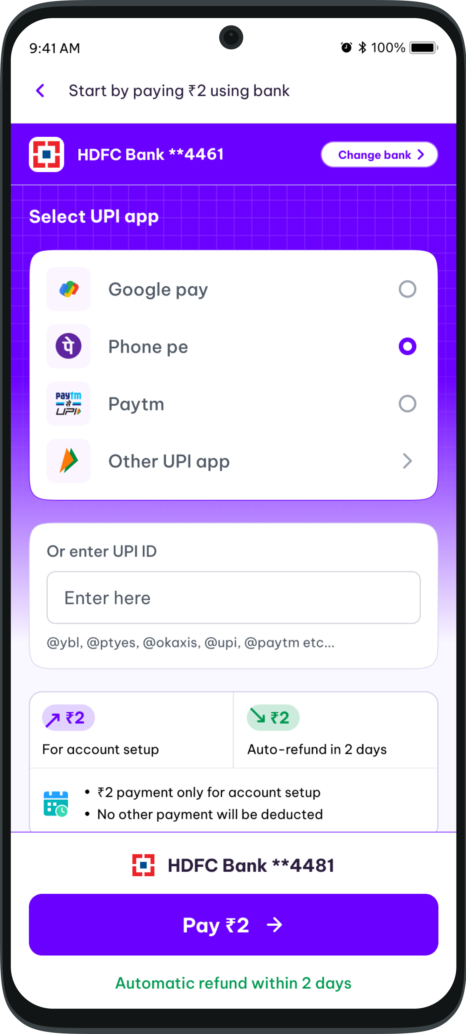 Setup UPI autopay